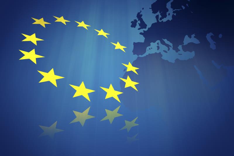 An image showing a European map and EU flag