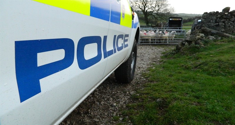 A Derbyshire Police vehicle on a farm near Matlock NFUOnline crop