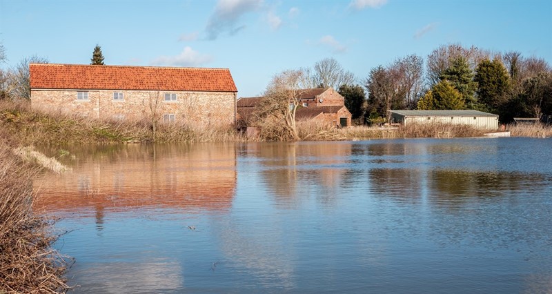 Flooded farmland near Fishlake, South Yorkshire, February 2021