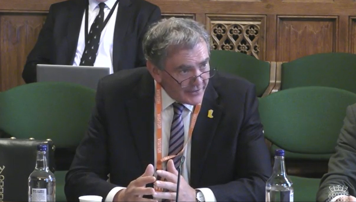 Aled Jones giving evidence to the Welsh Affairs Committee in the Senedd