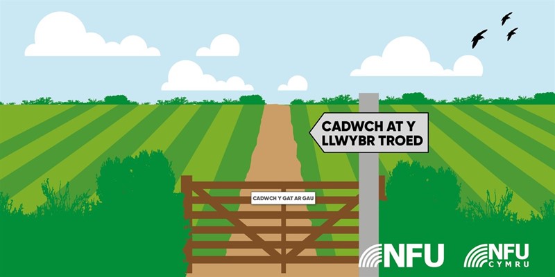 Countryside access, code, keep to the footpath, WELSH_77829
