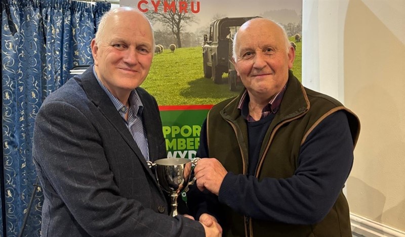 David Williams presenting the Dafydd Jones Memorial Award to John Bletcher