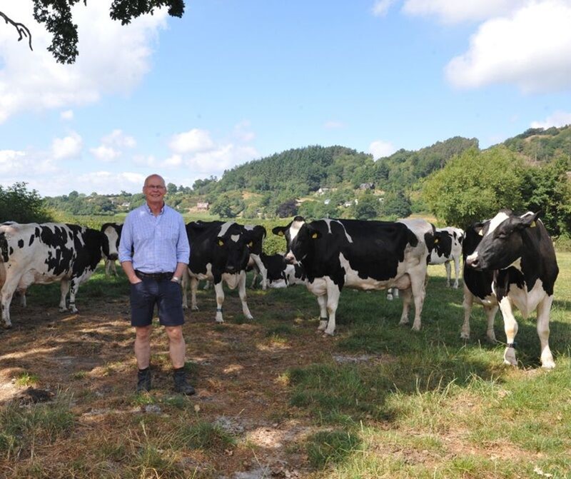 Jonathan Wilkinson on farm with dairy cows