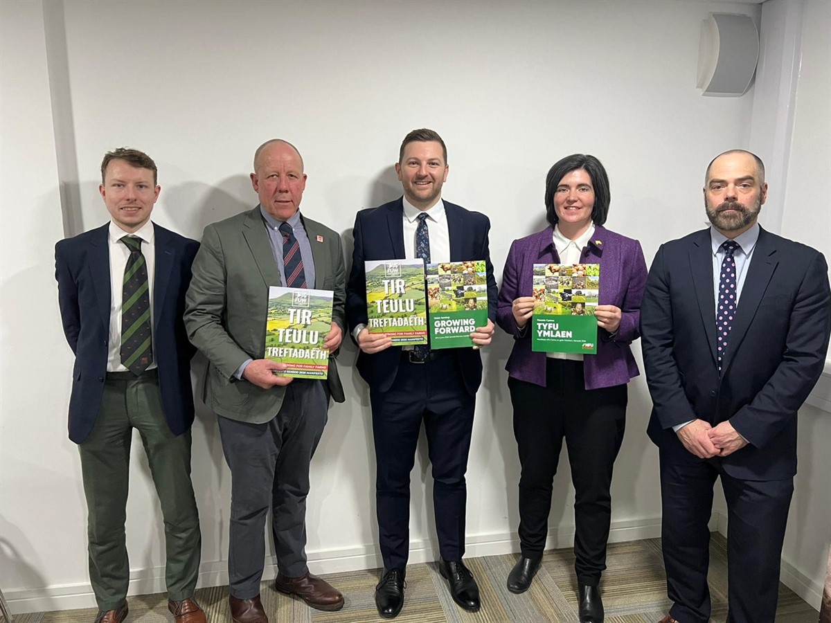 FUW and NFU Cymru presenting their manifestos to Welsh Conservative, Sam Kurtz MS