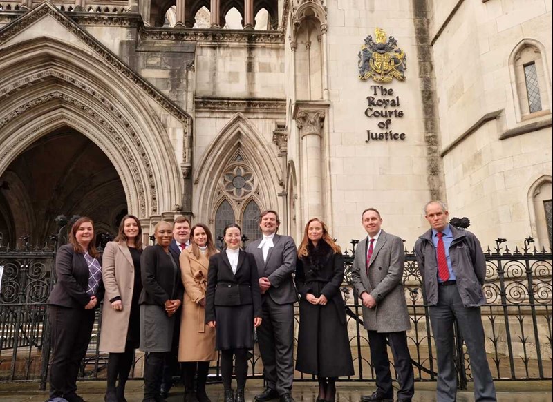 The NFU legal and poultry teams outside the Royal Courts of Justice