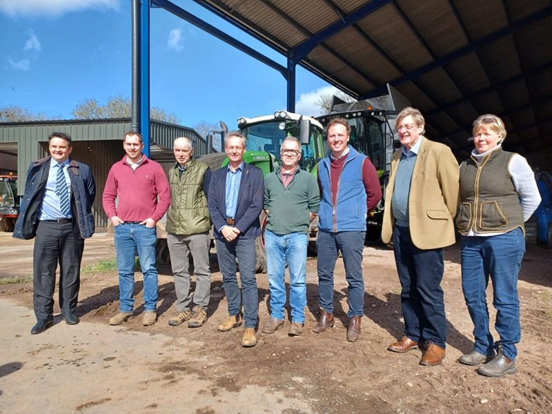 David Exwood on farm with Shropshire NFU members