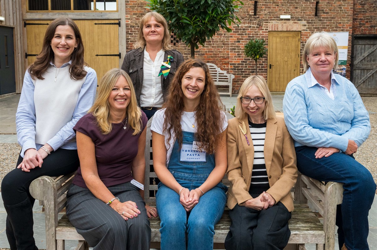 A photo of Laura Copeland (Women In Farming Coordinator), Louise Day, Sophie McCandlish (Autumn Gathering Chair), Kathryn Bumby, Helen Stanier and Jill Gray (Yorkshire Rural Support Network Chair)