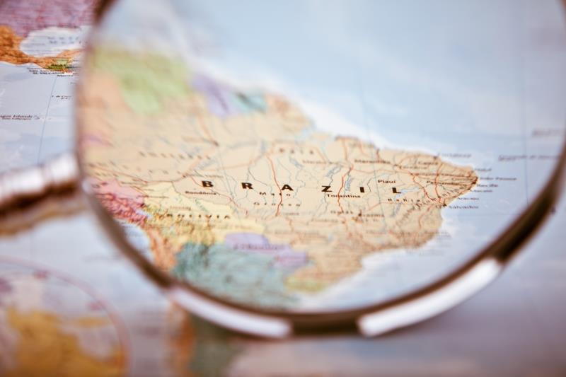 An image showing Brazil on a map 