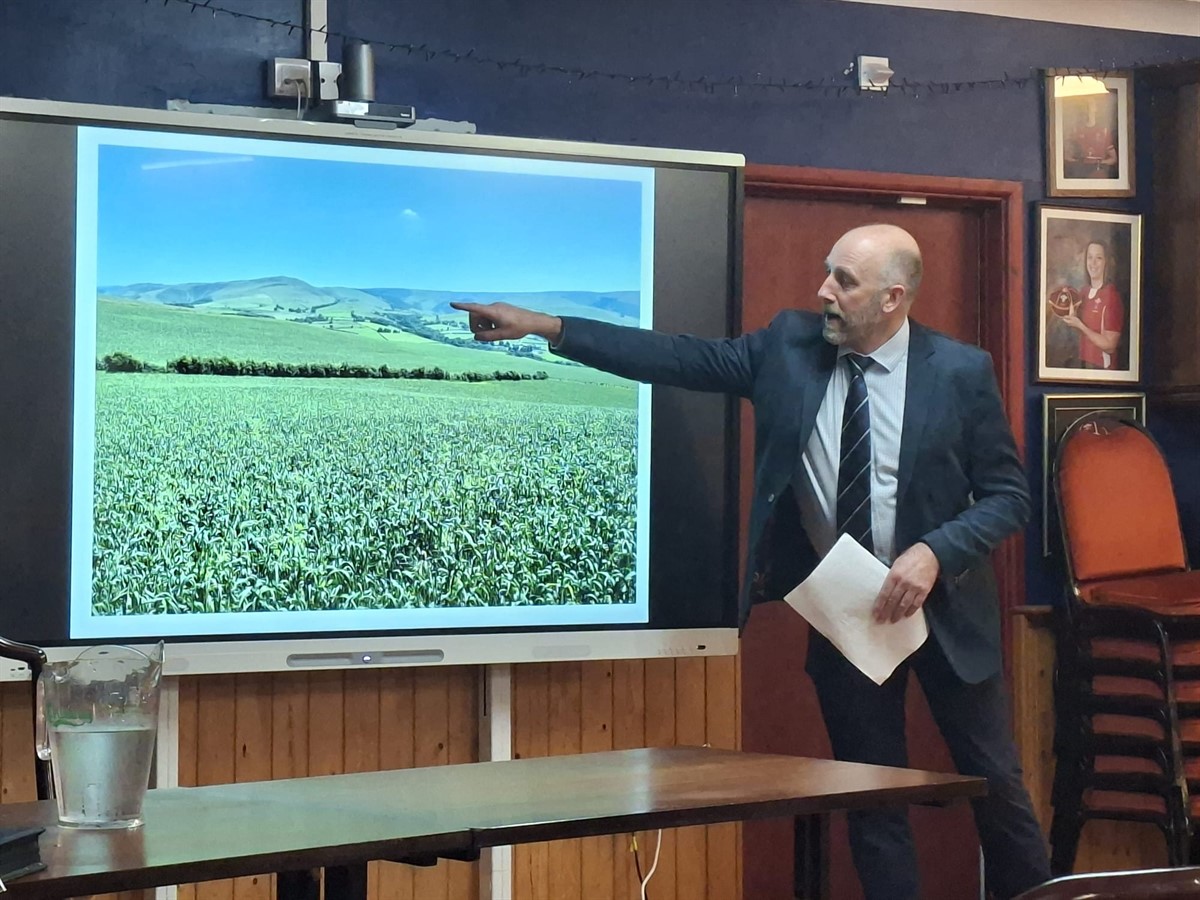 A photo of Dafydd Parry-Jones presenting at Ceredigion County Conference 