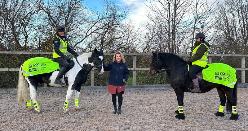 NFU Appleby Group Secretary Amanda Wallbank and mounted police volunteers