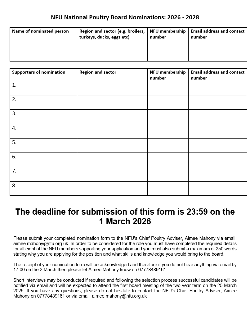 2026 NFU National Poultry Board Nomination Form