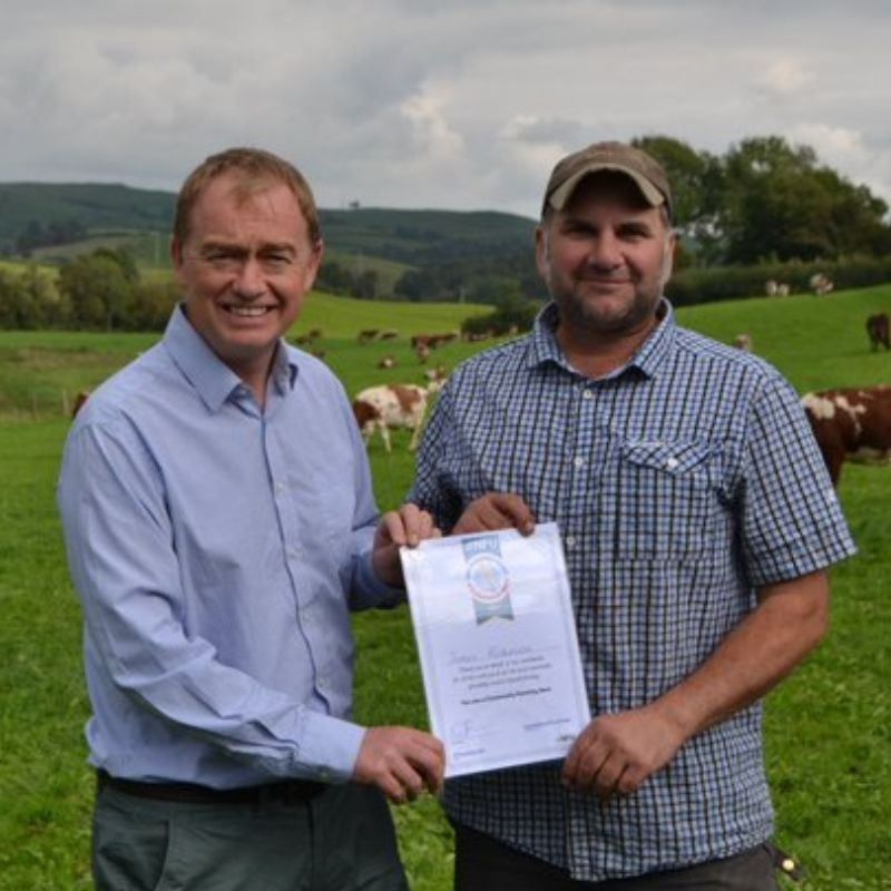 NFU Community Farming Heroes nominee James Robinson with Lib Dem MP Tim Farron