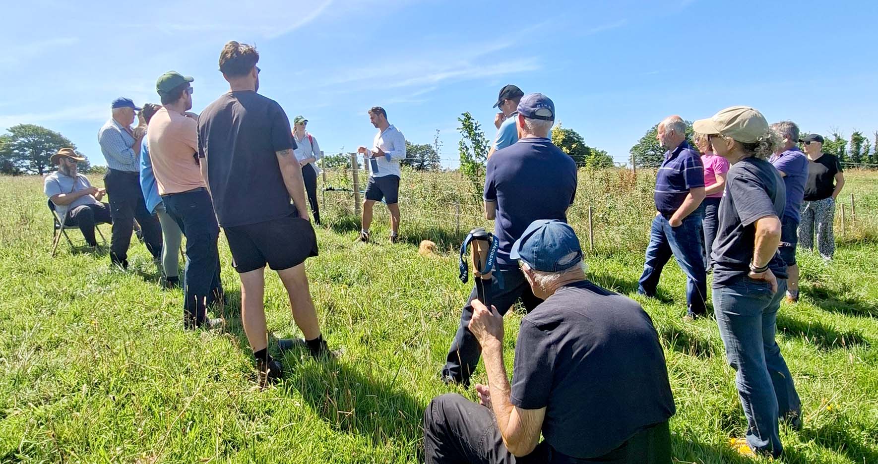 People on the walk hear from farmer Ben Thomas