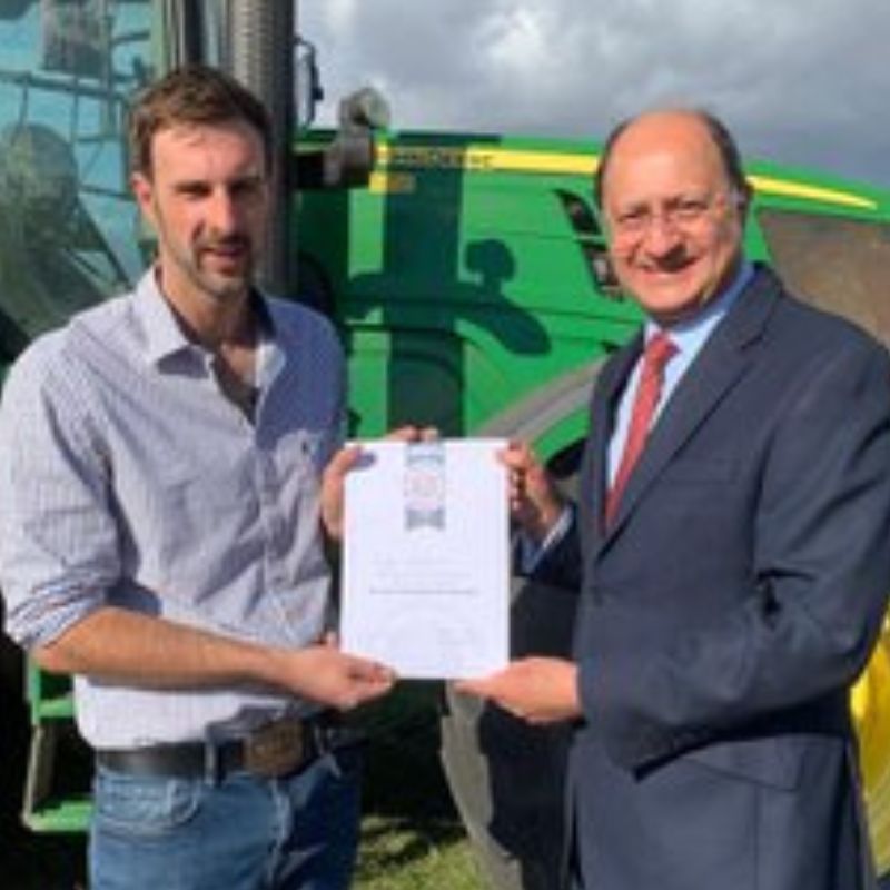 NFU Community Farming Heroes nominee Luke Abblitt with MP Shailesh Vara