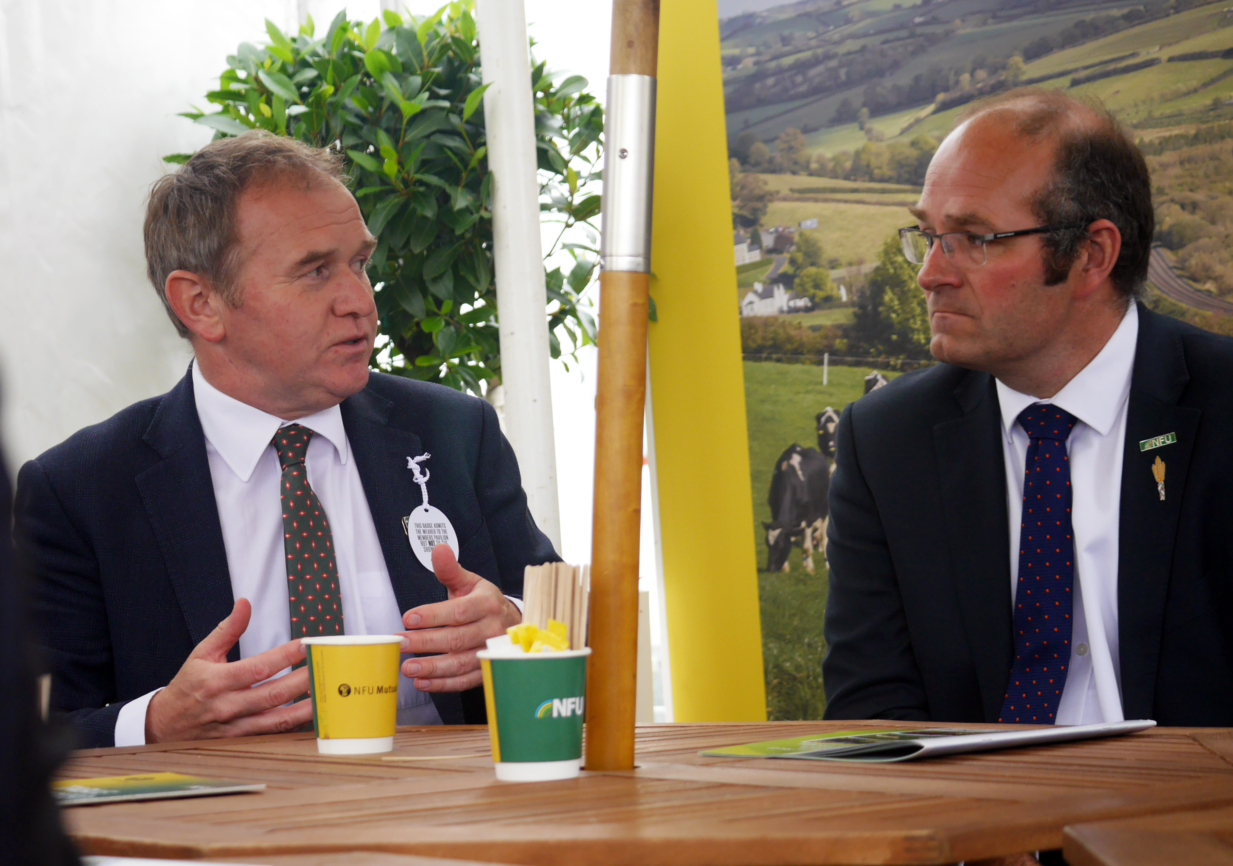 George Eustice talks to Tom Bradshaw at the Royal Cornwall Show