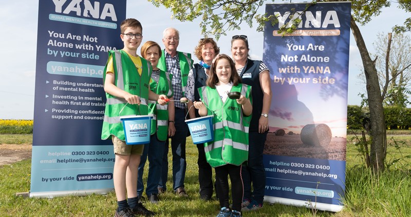 An image of Patrick Joice's family at the start of the Scrambling for YANA egg and spoon relay
