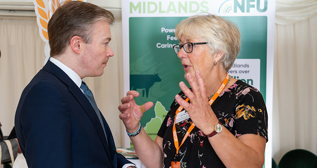 Bradley Thomas MP (Cons, Bromsgrove) and NFU Midlands Regional Board Chair Jane Bassett