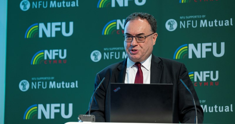 Bank of England Governor says energy costs and global food prices key at NFU lecture