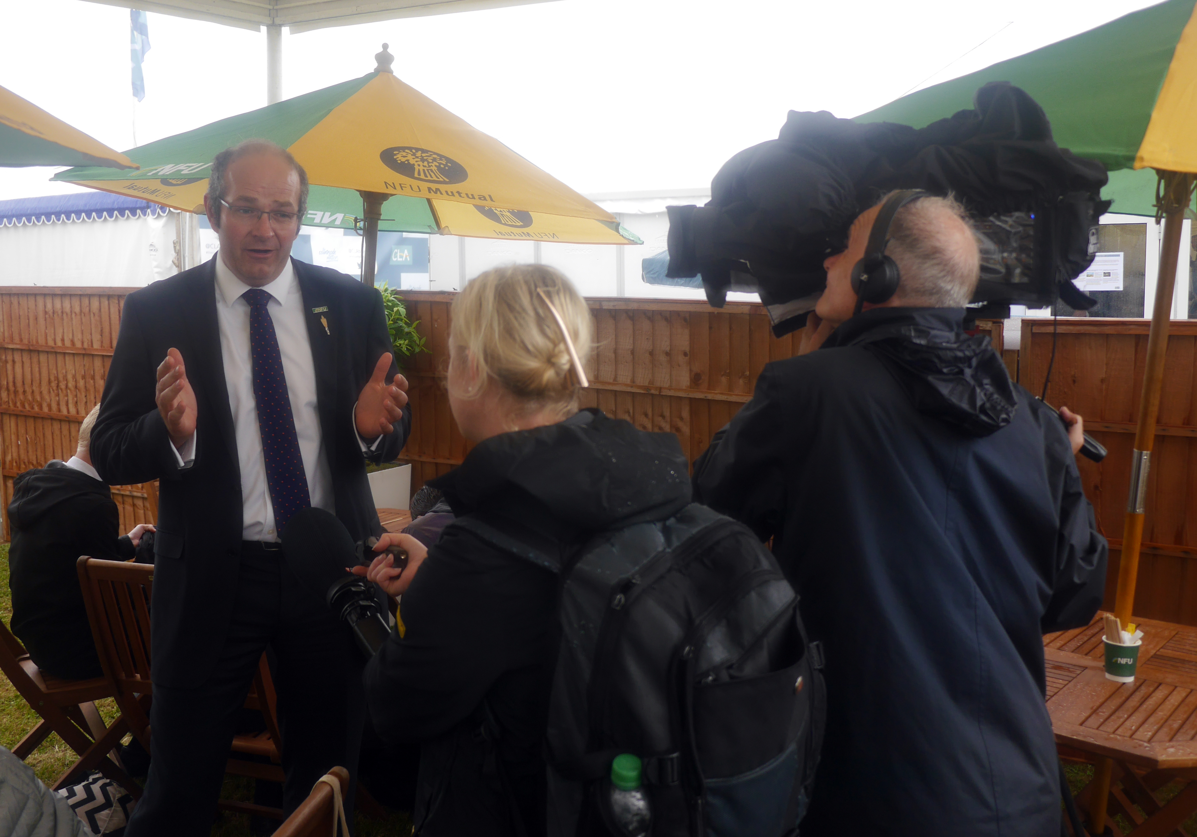 NFU Deputy President Tom Bradshaw is interviewed at the Royal Cornwall Show