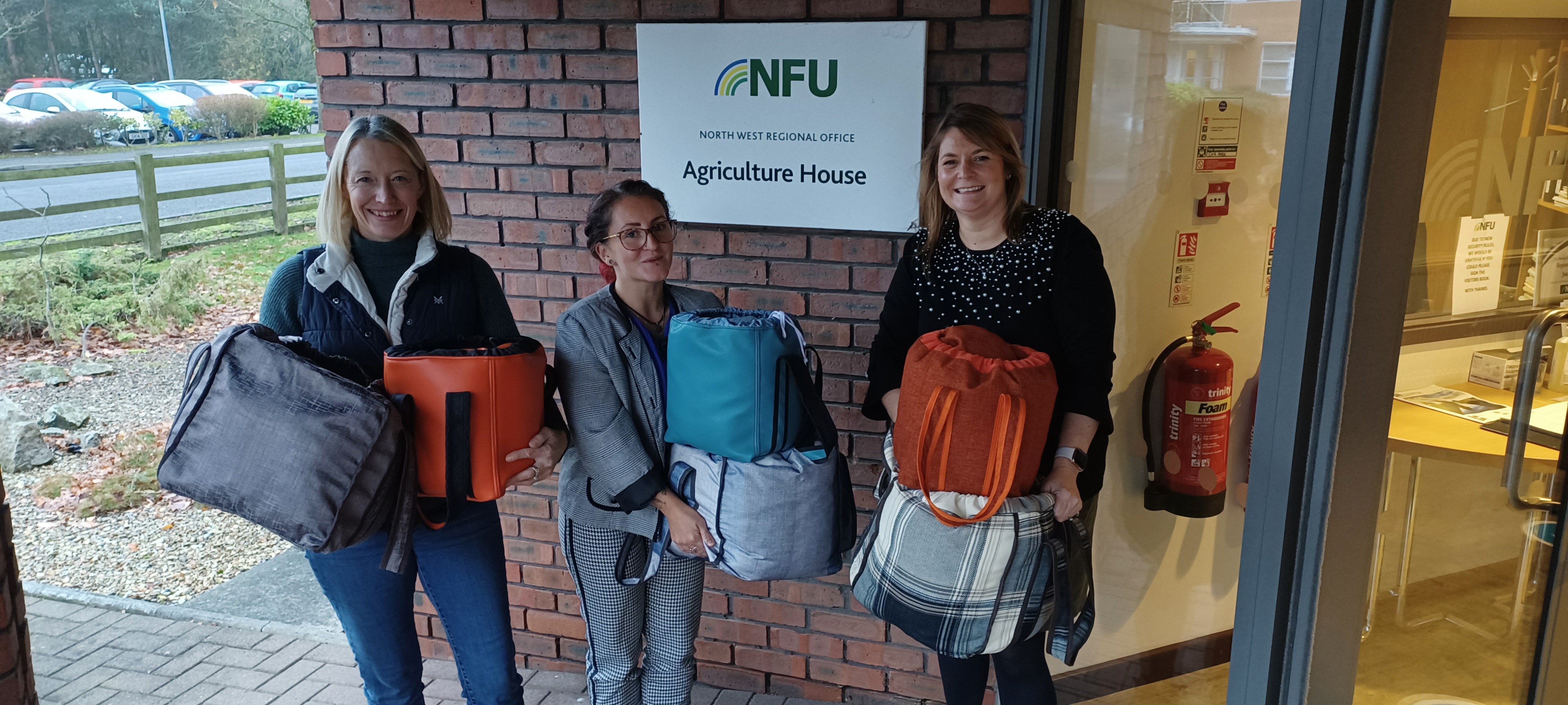 Lisa Edwards, Lauren Codling and NFU Lancashire County Adviser Liz Berry