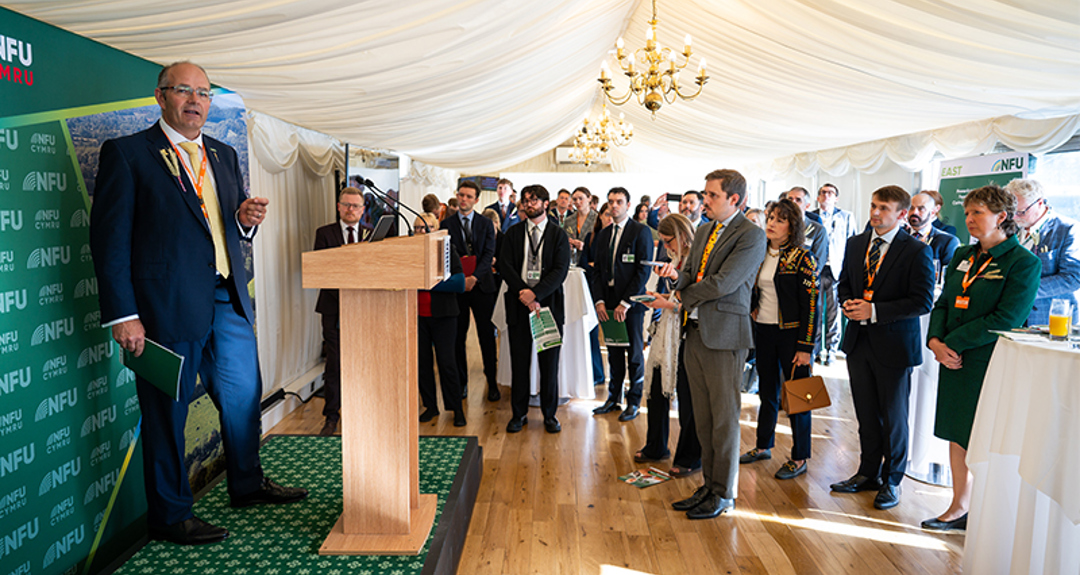 NFU President Tom Bradshaw speaks to the audience