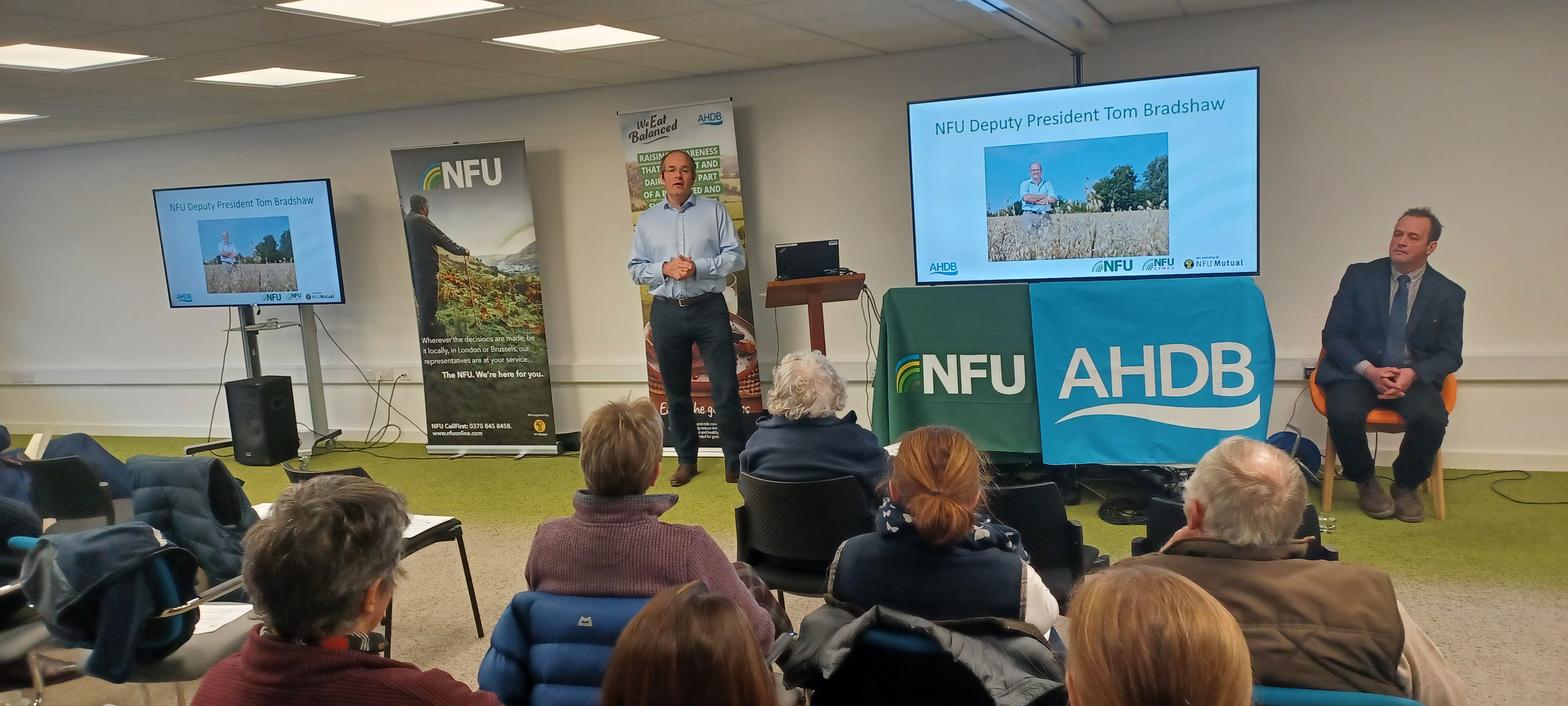 NFU Deputy President Tom Bradshaw at the NFU and AHDB Sustainable Livestock Production: Fit for the Future Conference held in Cumbria
