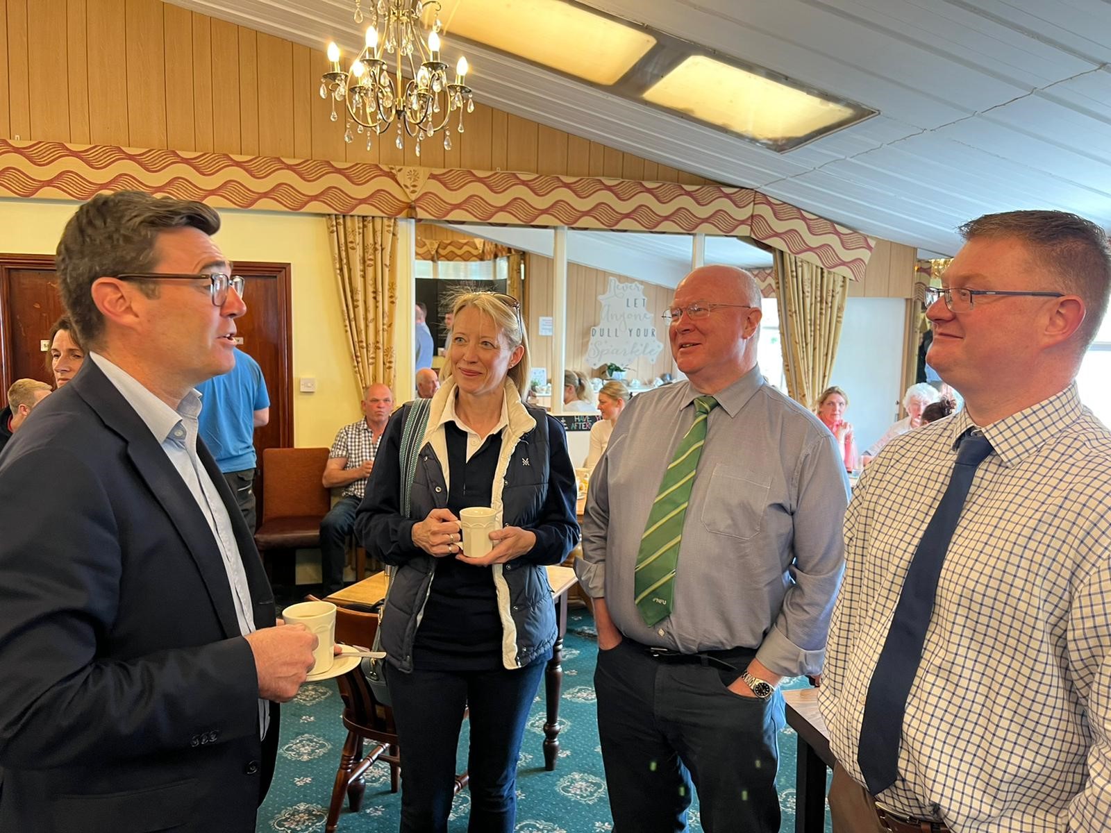 Andy Burnham meets NFU Lancashire County Chair Lisa Edwards and group secretaries Andrew Rothwell and Kevin Woodcock