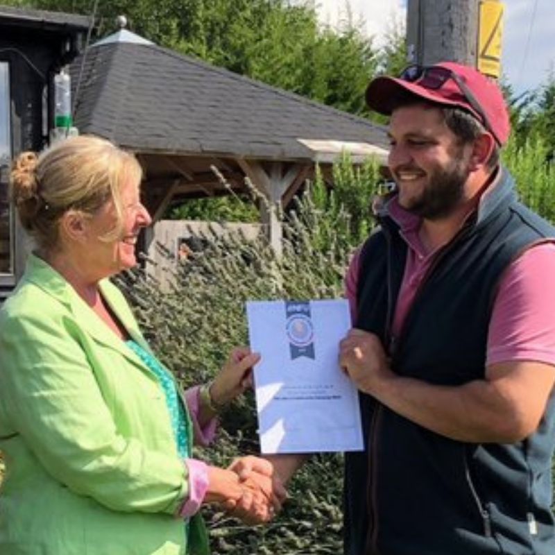 NFU Community Farming Heroes nominee Tom Parkins with MP Julie Marson