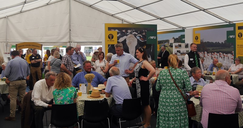 A crowded marquee at the Three Counties Show