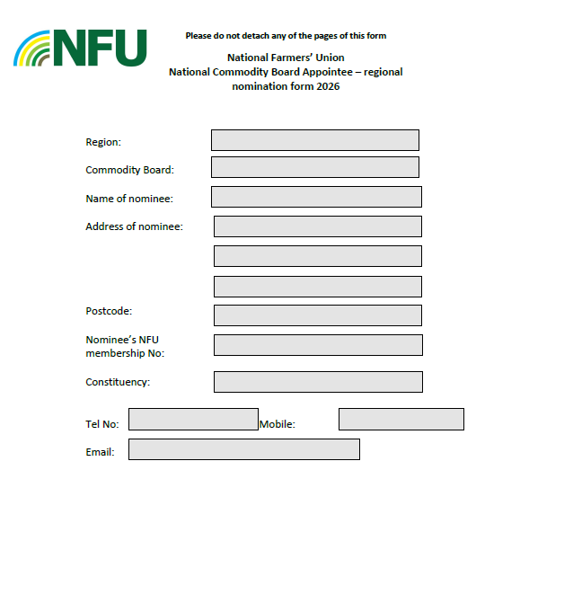 National Commodity Board Appointee – regional representative form 2026