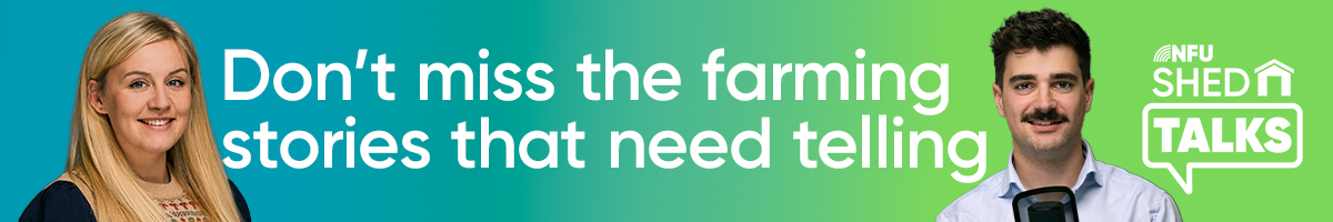 NFU Shed Talks banner – Naomi and Josh