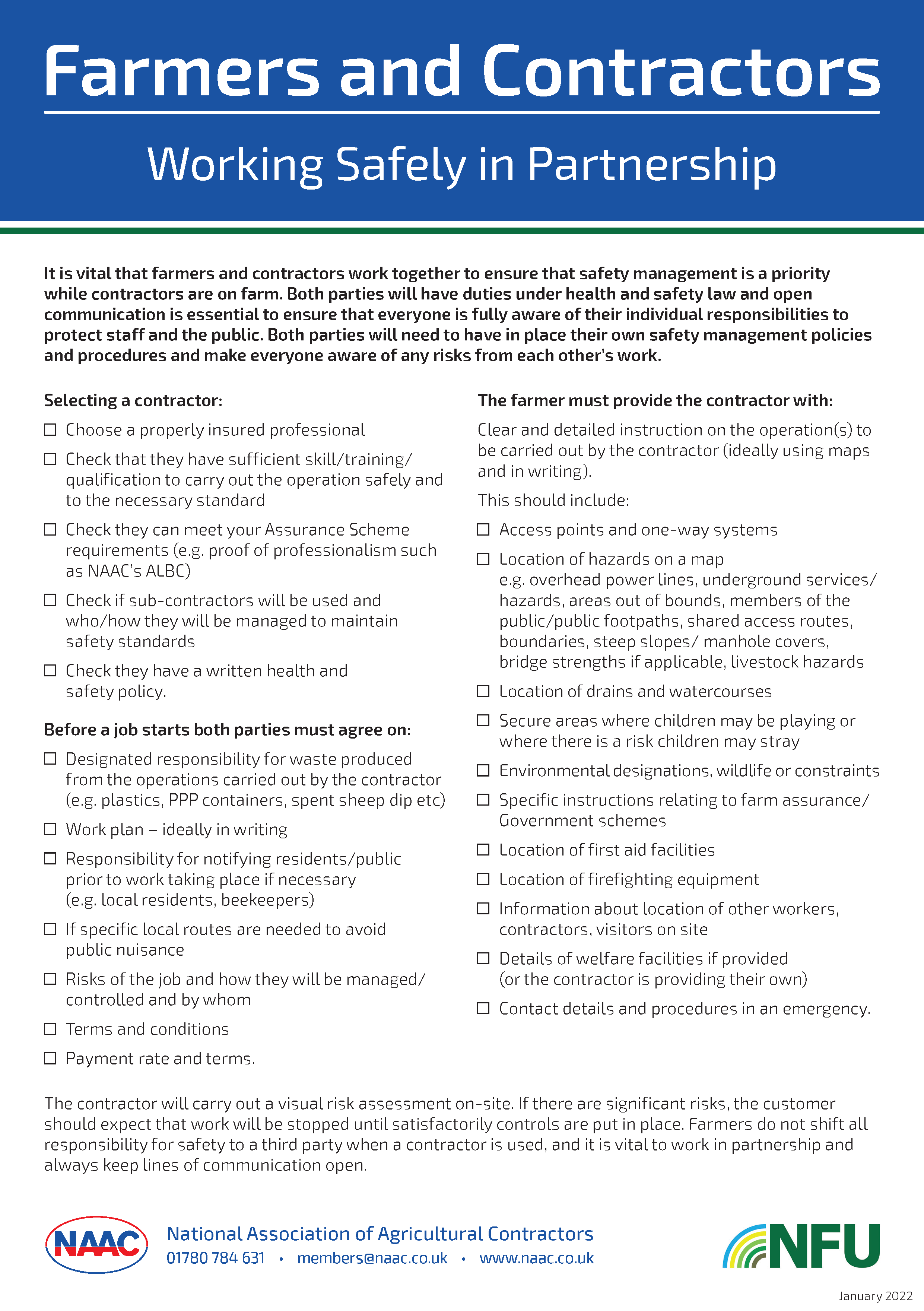 Farm Worker Contractor Checklist