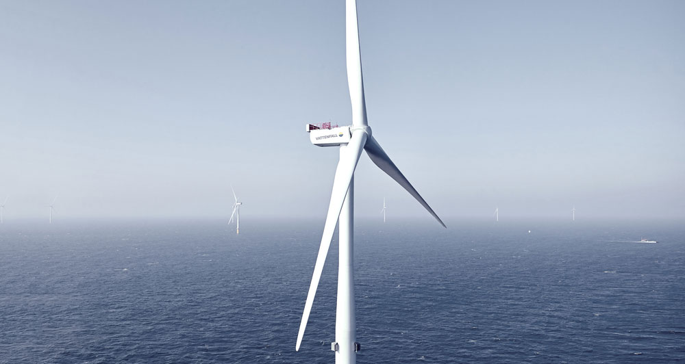 A picture of turbines at an offshore wind farm