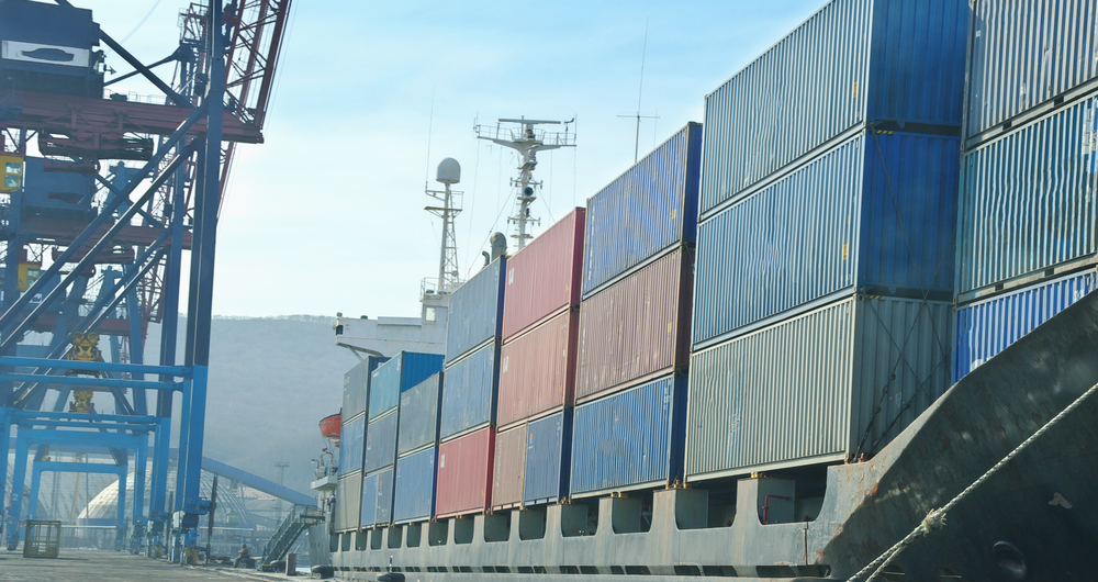 container vessel moored in the port