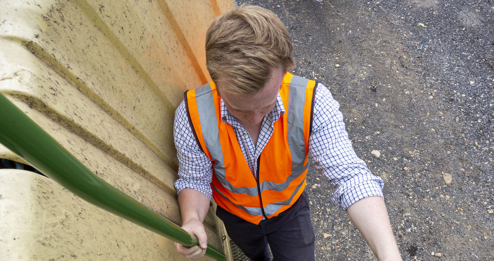 Man climbing ladder