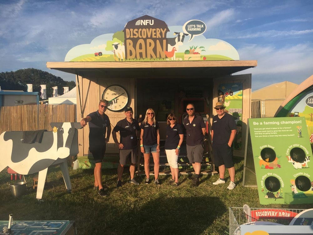 A photograph of the NFU Discovery Barn at CarFest South in August 2019