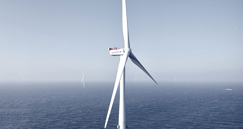 A picture of turbines at an offshore wind farm