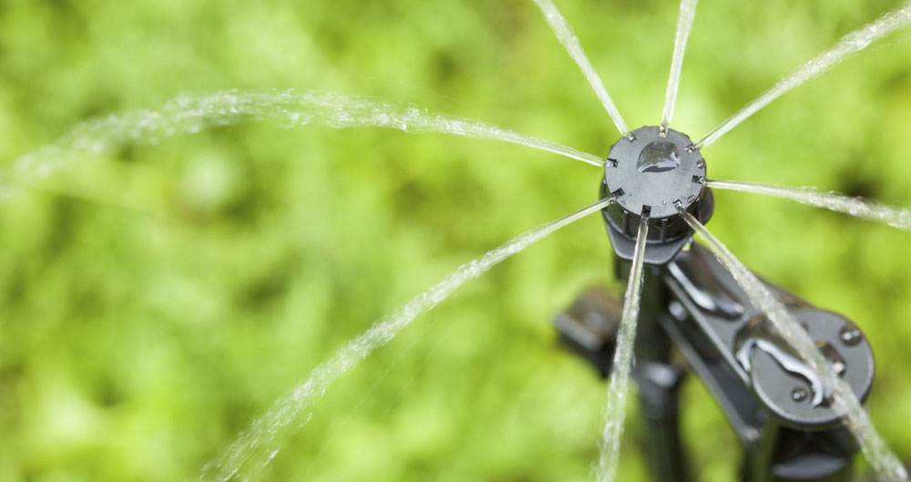 An irrigation sprinkler head close-up