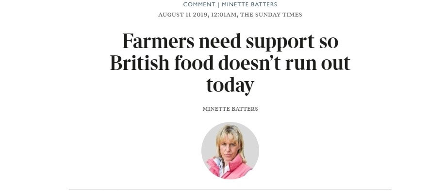 Sunday Times column from Minette Batters on self-sufficiency