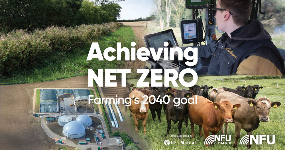 An image of the cover of the NFU report - Achieving Net Zero: Farming's 2040 goal