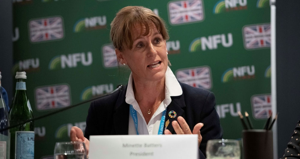 An image of NFU President Minette Batters pictured speaking at the NFU's fringe event at teh Conservative party conference, September 2019