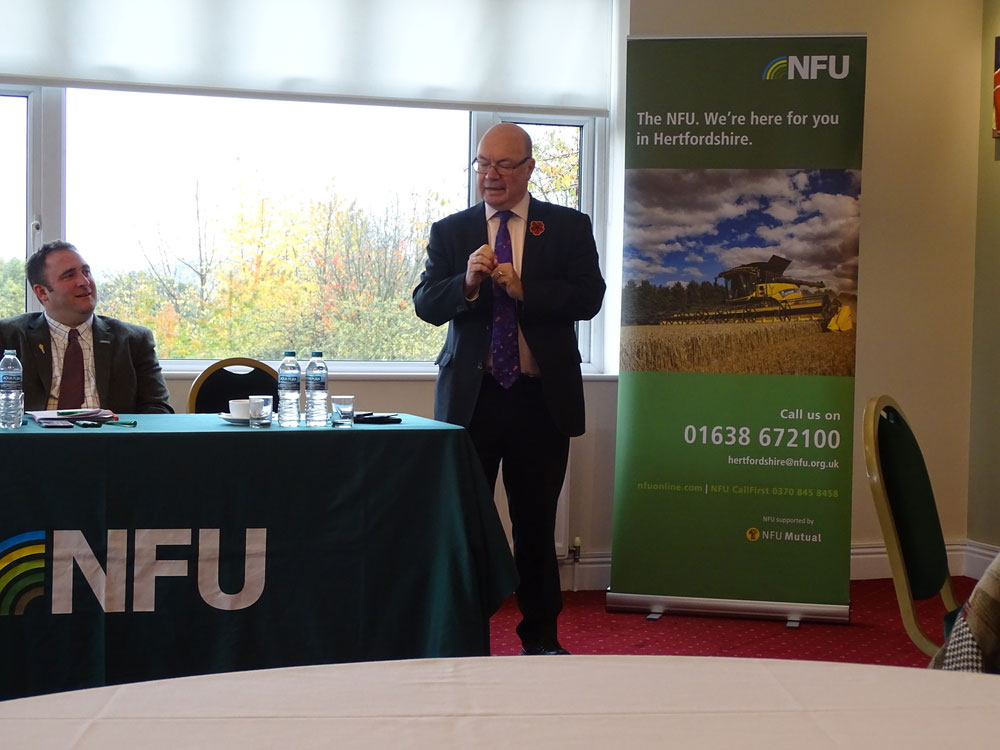 Alistair Burt speaking at the NFU Herts AGM