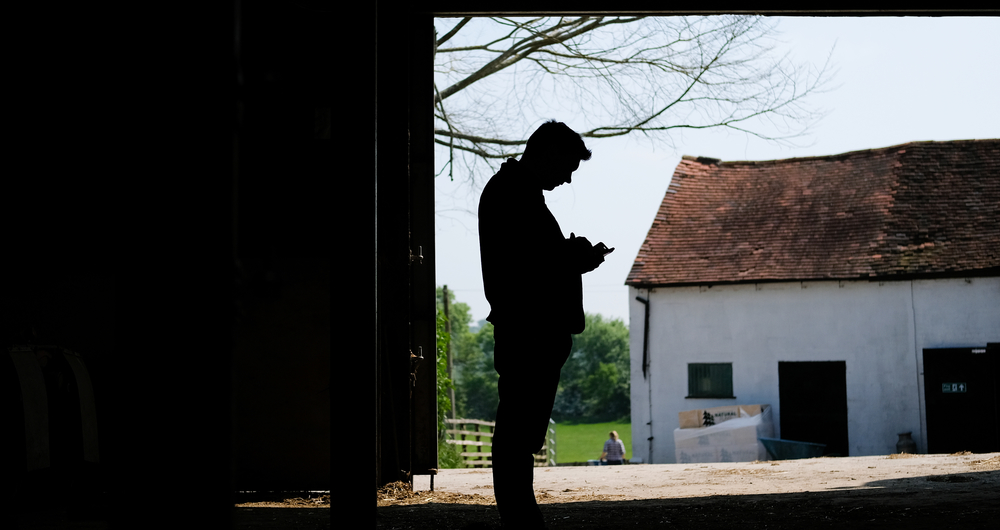 Farmer on phone