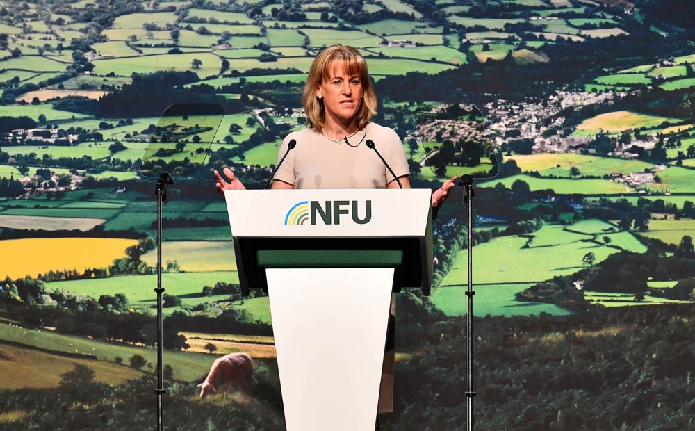 An image of NFU President Minette Batters during her opening address at NFU Conference 2020