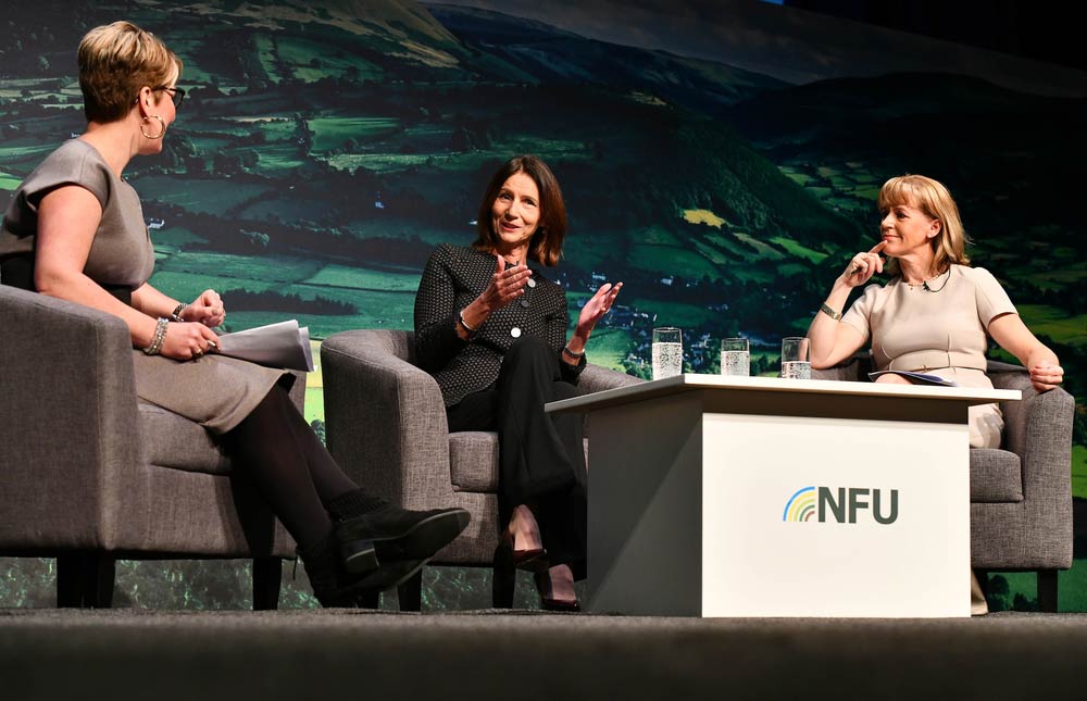 What's next for British Business session at NFU Conference 2020 with NFU President Minette Batters, Dame Carolyn Fairburn DBE Director General CBI, chaired by Penny Haslam Broadcaster and Author