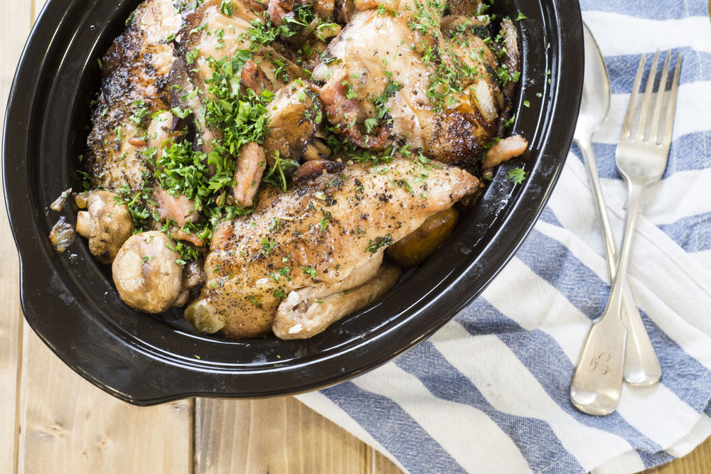 Chicken, Red Wine and Bacon Casserole