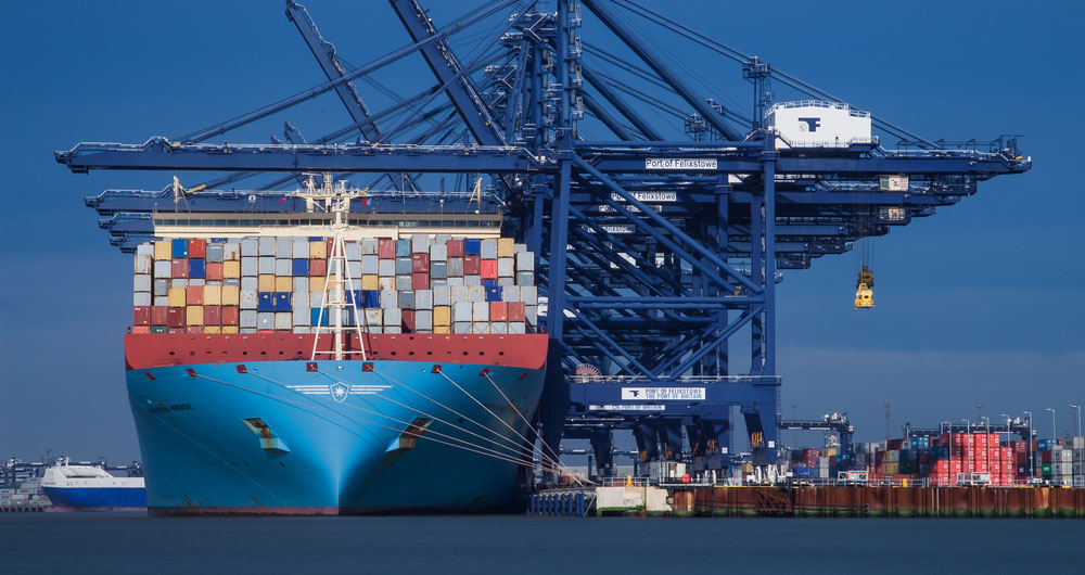 Felixstowe port container ship 