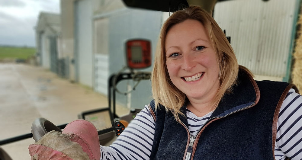 Yorkshire farmer, Angela Kirkwood sitting in her tractor