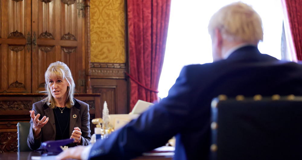 An image of Minette Batters in a meeting with Boris Johnson