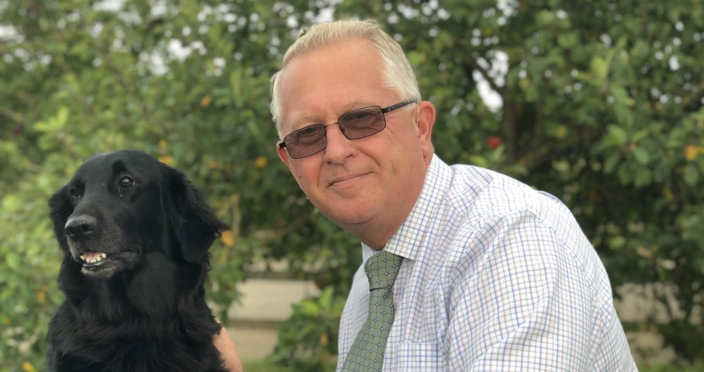 Retiring Ryedale Group Secretary Geoff Todd with his dog Ebony